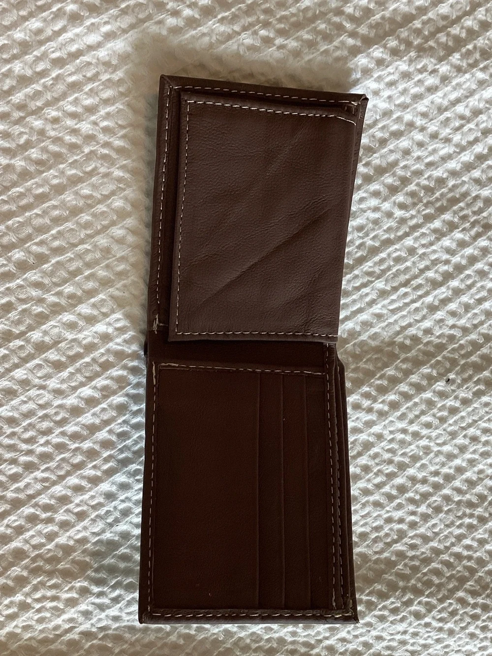 Brown Leather and Haircalf Men's Bi-Fold Wallet with Gold‎ Accent